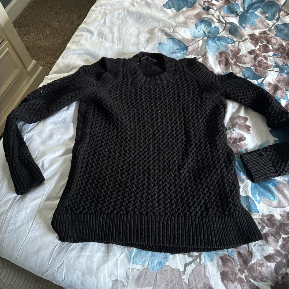 All Saints Off-the-Shoulder Black Sweater - Vintage